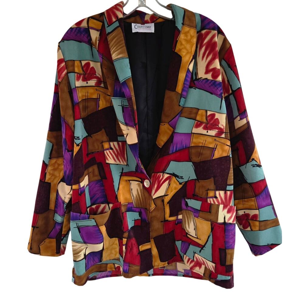 Vintage 80s Courtenay Abstract Art Oversized Jacket Psychedelic Blazer - Picture 2 of 7